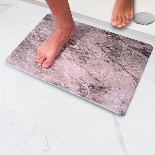 Pure 4Home - Stone Bath Mat | Badematte Stein | Diatomite Stone Bath Mat | 60cm x 39cm Stein Badematte Quick Dry | Seinmatte Badezimmer | Stone Quick Drying Mat (Pietra Gris) von Pure 4Home