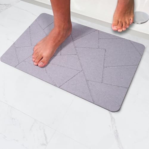 Pure 4Home - Stone Bath Mat | Badematte Stein | Diatomite Stone Bath Mat | 60cm x 39cm Stein Badematte Quick Dry | Seinmatte Badezimmer | Stone Quick Drying Mat (Mosaico Gray) von Pure 4Home