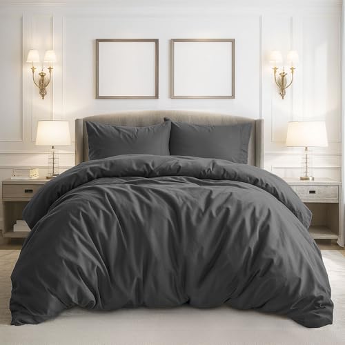 Pure Bedding Bettbezug für King-Size-Bett: 3-teiliges extra weiches Bettwäsche-Set, beinhaltet 1 Bettbezug 277 x 228 cm mit Reißverschluss und 2 Kissenbezügen, Bettdecke Nicht im Lieferumfang von Pure Bedding