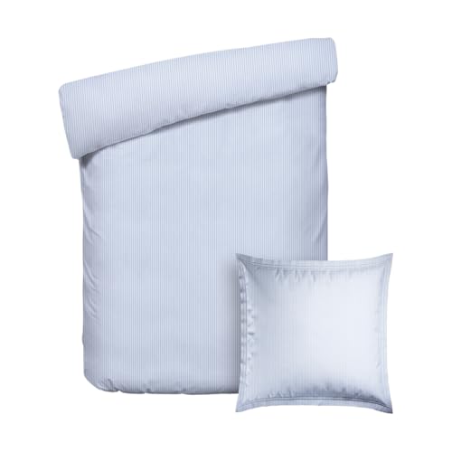 Pure Cotton 2-teiliges Einzelbett-Set – Bettbezug 135 x 200 cm und Kissenbezug 80 x 80 cm – 100% Baumwollperkal, Fadendichte 200, 122 g/m² – weich, atmungsaktiv – Oeko-TEX® – Horizon - Hellblau von Pure Cotton