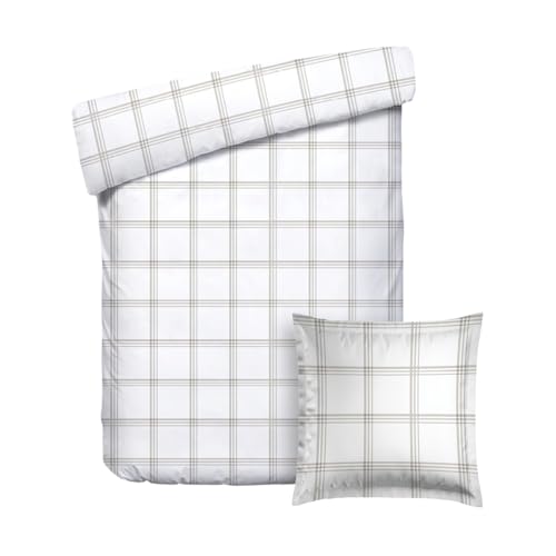 Pure Cotton 2-teiliges Einzelbett-Set – Bettbezug 140 x 200 cm und Kissenbezug 63 x 63 cm – 100% Baumwollsatin, Fadendichte 200, 120 g/m² – Oeko-TEX®-Zertifiziert – Eleonore - Taupe von Pure Cotton