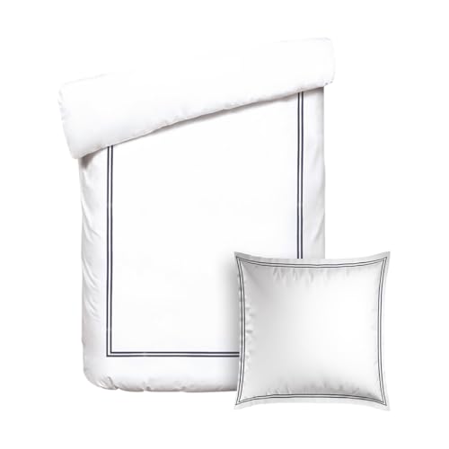 Pure Cotton 2-teiliges Einzelbett-Set – Bettbezug 140 x 200 cm und Kissenbezug 63 x 63 cm – 100% Baumwollsatin, Fadendichte 200, 120 g/m² – Oeko-TEX®-Zertifiziert – Silhouette - Dunkelblau/Weiß von Pure Cotton