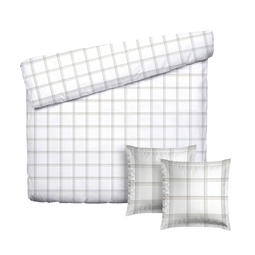 Pure Cotton 3-teiliges Einzelbett-Set – Bettbezug 240 x 220 cm und 2 Kissenbezug 63 x 63 cm – 100% Baumwollsatin, Fadendichte 200, 120 g/m² – Oeko-TEX®-Zertifiziert – Eleonore - Taupe von Pure Cotton