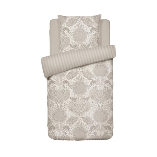 Pure Cotton - Bettwäscheset mit 1 Bettdeckenbezug & 1 Kissenbezug - Bettwäsche aus Baumwollsatin - Bettwäsche 140 x 220 cm + 50 x 70 cm - Arles, Taupe von Pure Cotton