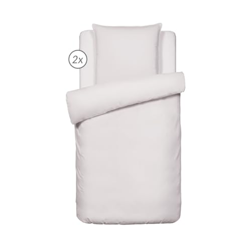 Pure Cotton - Set mit 2 Bettbezügen + 2 Kissenbezüge 100% Baumwollsatin - Bettwäsche, Maschinenwäsche bis 40°C - 2 x 135x200 cm + 2 x 80x80cm - Uni Taupe von Pure Cotton