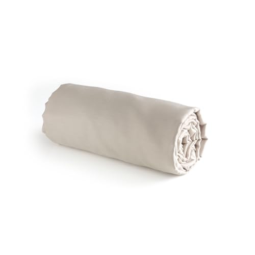 Pure Cotton - Spannbettlaken aus 100% Baumwollsatin - Elegante, Weiche Bettwäsche - Oeko-TEX Standard 100 - Waschbar bei 40°C - 135 x 200 x 30 cm - Uni Beige von Pure Cotton