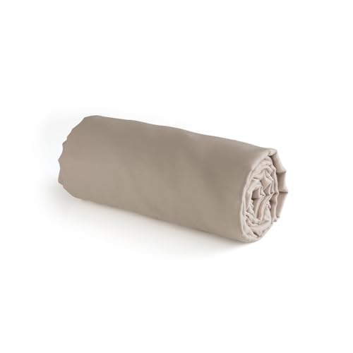 Pure Cotton - Spannbettlaken aus 100% Baumwollsatin - Elegante, Weiche Bettwäsche - Oeko-TEX Standard 100 - Waschbar bei 40°C - 140 x 200 x 30 cm - Uni Taupe von Pure Cotton