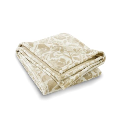 Pure Cotton - Weiches Plaid, 1 Seite Uni & 1 Seite Gemustert - Große Schmusedecke - Oeko-TEX Standard 100 - Feinwäsche bis 30°C - 130x160cm - Arabesque Taupe von Pure Cotton