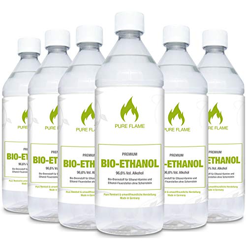 Bioethanol 96,6 – 6x1L Flaschen zum handlichen Gebrauch - TÜV geprüfte Reinheit, Qualität, Sicherheit & nachhaltige Herstellung - Made in Germany Bioethanol 96,6 – 6x1L Flaschen zum handlichen Gebrauch - TÜV geprüfte Reinheit, Qualität, Sicherheit & nachhaltige Herstellung - Made in Germany von Pure Flame Premium Bioethanol