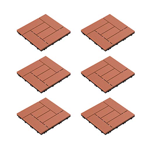 Pure Garden 50-LG1190 Terrassen- und Terrassenfliesen – ineinandergreifendes Kreuzmuster für den Außenbereich, wetter- und rutschfest, quadratisch (Terra Cotta-Farbe, 6 Stück), terrakotta von Pure Garden