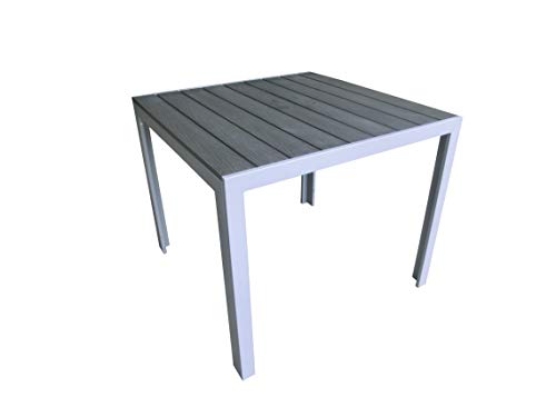 Pure Home & Garden Aluminium Gartentisch Fire 90x90 Silber mit Nonwood Tischplatte, absolut wetterfest von Pure Home & Garden