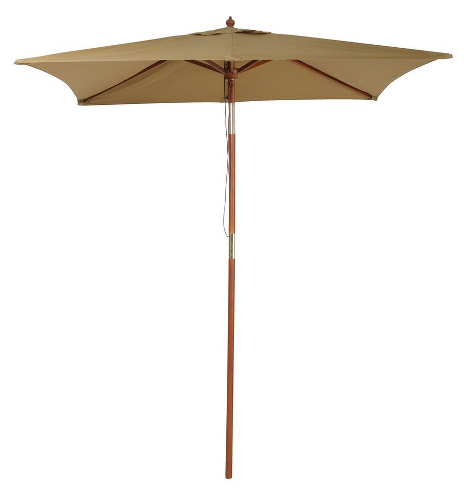 Pure Home & Garden Sonnenschirm Pino taupe 200x150 cm Holz Schirm Balkonschirm rechteckig, LxB: 200,00x150,00 cm, abknickbar, kippbar, wasserabweisend von Pure Home & Garden