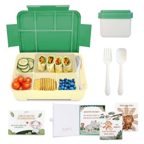 Pure Indah Brotdose Kinder mit Fächern 1330 ML – Bento Lunchbox, Vesperbox, BPA-frei, inkl. 20 Lernkarten – Geschenk für Mädchen & Jungen ab 3 Jahren Pure Indah Brotdose Kinder mit Fächern 1330 ML – Bento Lunchbox, Vesperbox, BPA-frei, inkl. 20 Lernkarten – Geschenk für Mädchen & Jungen ab 3 Jahren von Pure Indah