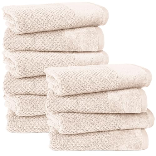 Pure Label 10-TLG. Handtücher Set mit Aufhängeschlaufen aus 100% Baumwolle, saugstark, weich und Oeko-TEX Zertifiziert - 10er Pack Handtücher 50x100 cm aus feinster Baumwolle, Creme Pure Label 10-TLG. Handtücher Set mit Aufhängeschlaufen aus 100% Baumwolle, saugstark, weich und Oeko-TEX Zertifiziert - 10er Pack Handtücher 50x100 cm aus feinster Baumwolle, Creme von Pure Label