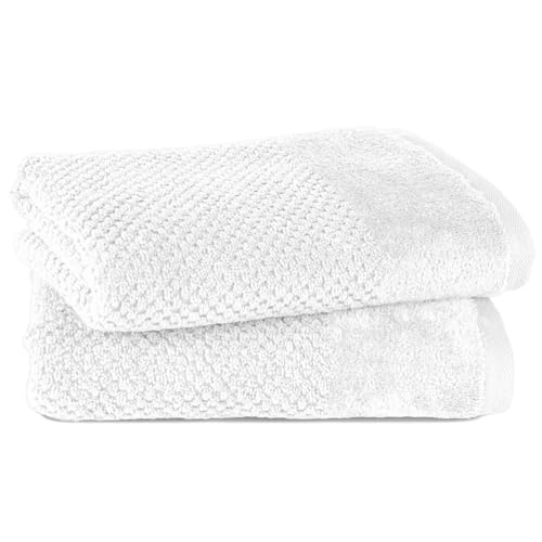 Pure Label 2-TLG. Handtücher Set mit Aufhängeschlaufen aus 100% Baumwolle, saugstark, weich und Oeko-TEX Zertifiziert - 2er Pack Handtücher 50x100 cm aus feinster Baumwolle, Weiß von Pure Label