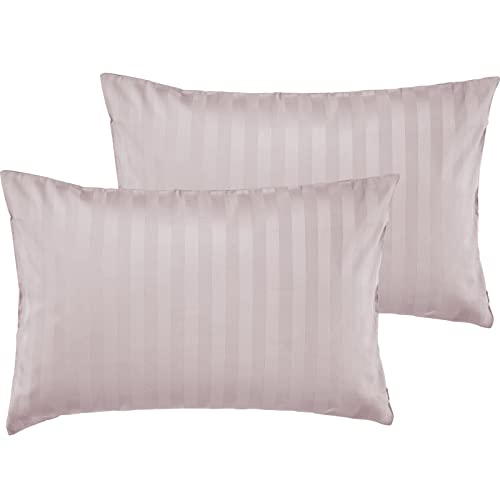 Pure Label 2er Set Mako Satin Damast Streifen Kissenbezüge 40x60 cm aus 100% Baumwolle in rosa| Traumhaft weiche Deko Kissen passend zu unseren Bettwäsche Sets von Pure Label
