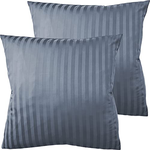 Pure Label 2er Set Mako Satin Damast Streifen Kopfkissenbezüge 80x80 cm aus 100% Baumwolle in dunkelblau| Traumhaft weiche Kissenbezüge passend zu unseren Bettwäsche Sets Pure Label 2er Set Mako Satin Damast Streifen Kopfkissenbezüge 80x80 cm aus 100% Baumwolle in dunkelblau| Traumhaft weiche Kissenbezüge passend zu unseren Bettwäsche Sets von Pure Label