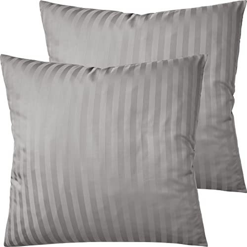 Pure Label 2er Set Mako Satin Damast Streifen Kopfkissenbezüge 80x80 cm aus 100% Baumwolle in grau| Traumhaft weiche Kissenbezüge passend zu unseren Bettwäsche Sets Pure Label 2er Set Mako Satin Damast Streifen Kopfkissenbezüge 80x80 cm aus 100% Baumwolle in grau| Traumhaft weiche Kissenbezüge passend zu unseren Bettwäsche Sets von Pure Label