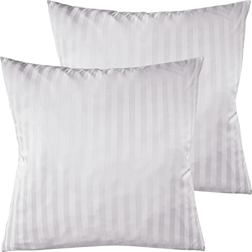 Pure Label 2er Set Mako Satin Damast Streifen Kopfkissenbezüge 80x80 cm aus 100% Baumwolle in weiß| Traumhaft weiche Kissenbezüge passend zu unseren Bettwäsche Sets Pure Label 2er Set Mako Satin Damast Streifen Kopfkissenbezüge 80x80 cm aus 100% Baumwolle in weiß| Traumhaft weiche Kissenbezüge passend zu unseren Bettwäsche Sets von Pure Label