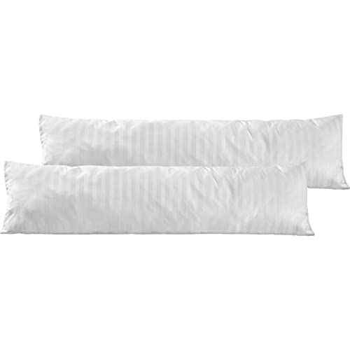 Pure Label 2er Set Mako Satin Damast Streifen Seitenschläferkissen 40x145 cm aus Baumwolle in weiß - Traumhaft weicher Kissenbezug für Seitenschläfer passend zu unserer Bettwäsche Sets von Pure Label