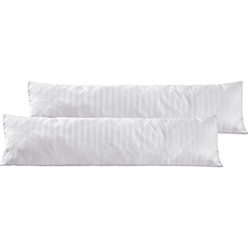 Pure Label 2er Set Mako Satin Damast Streifen Seitenschläferkissen 40x145 cm aus Baumwolle in weiß| Traumhaft weicher Kissenbezug für Seitenschläfer passend zu unserer Bettwäsche Sets von Pure Label