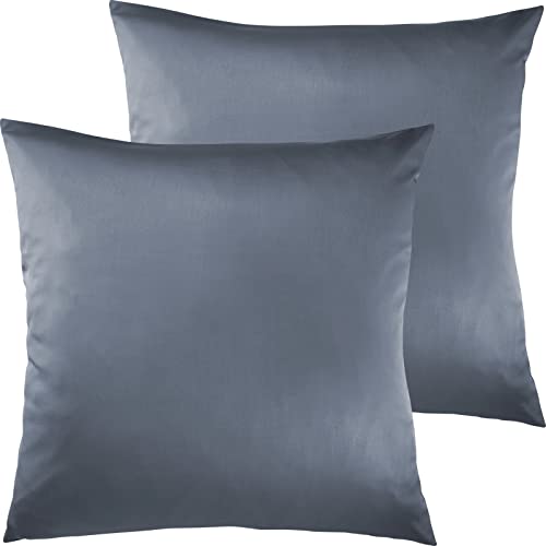 Pure Label 2er Set Mako Satin Kissenbezüge 40x40 cm aus 100% Baumwolle in dunkelblau - Traumhaft weiche Deko Kissen passend zu unseren Bettwäsche Sets Pure Label 2er Set Mako Satin Kissenbezüge 40x40 cm aus 100% Baumwolle in dunkelblau - Traumhaft weiche Deko Kissen passend zu unseren Bettwäsche Sets von Pure Label