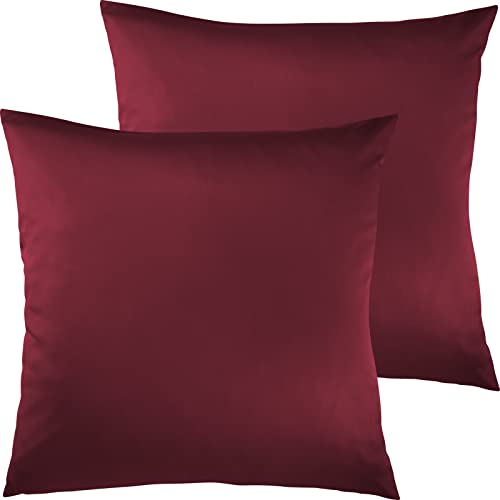 Pure Label 2er Set Mako Satin Kissenbezüge 40x40 cm aus 100% Baumwolle in rot - Traumhaft weiche Deko Kissen passend zu unseren Bettwäsche Sets von Pure Label