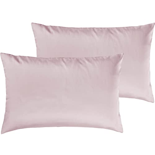 Pure Label 2er Set Mako Satin Kissenbezüge 40x60 cm aus 100% Baumwolle in rosa - Traumhaft weiche Deko Kissen passend zu unseren Bettwäsche Sets von Pure Label