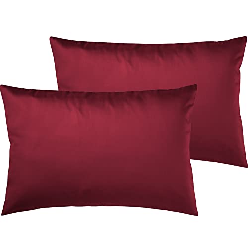 Pure Label 2er Set Mako Satin Kissenbezüge 40x60 cm aus 100% Baumwolle in rot - Traumhaft weiche Deko Kissen passend zu unseren Bettwäsche Sets von Pure Label