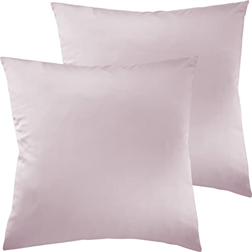 Pure Label 2er Set Mako Satin Kissenbezüge 50x50 cm aus 100% Baumwolle in rosa - Traumhaft weiche Deko Kissen passend zu unseren Bettwäsche Sets von Pure Label