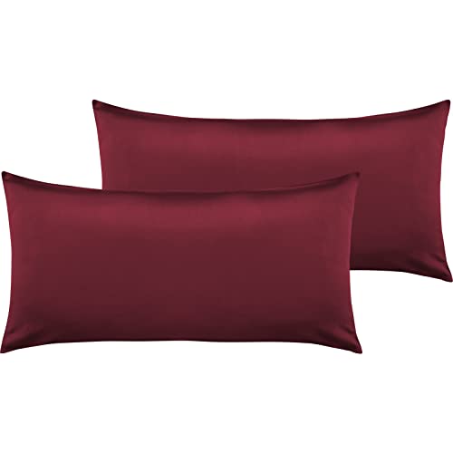 Pure Label 2er Set Mako Satin Kopfkissenbezüge 40x80 cm aus 100% Baumwolle in rot - Traumhaft weiche Kissenbezüge passend zu unseren Bettwäsche Sets von Pure Label