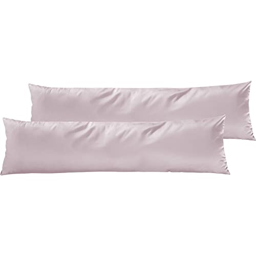 Pure Label 2er Set Mako Satin Seitenschläferkissen 40x145 cm aus Baumwolle in rosa - Traumhaft weicher Kissenbezug für Seitenschläfer passend zu unserer Bettwäsche Sets von Pure Label
