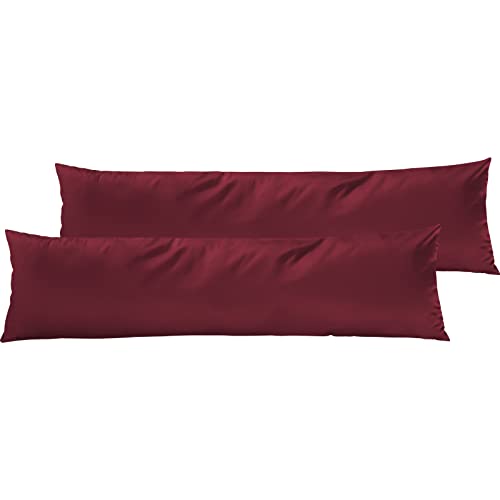 Pure Label 2er Set Mako Satin Seitenschläferkissen 40x145 cm aus Baumwolle in rot - Traumhaft weicher Kissenbezug für Seitenschläfer passend zu unserer Bettwäsche Sets von Pure Label
