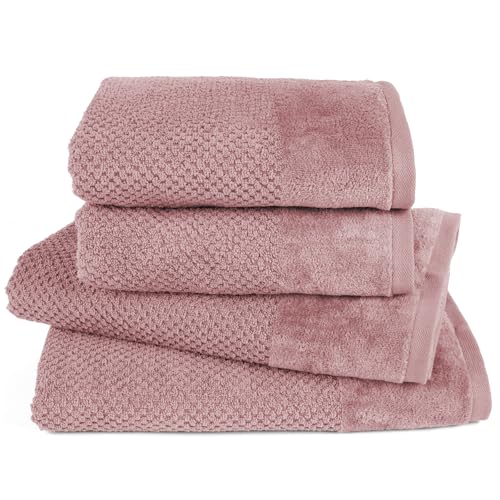 Pure Label 4-TLG. Handtücher Set aus 100% Baumwolle, saugstark & weich 2X Badetuch (70x140 cm) 2X Handtuch (50x100cm) - Mauve von Pure Label