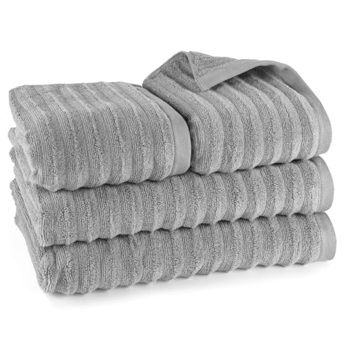 Pure Label 4-TLG. Handtücher Set mit Aufhängeschlaufen aus 100% Baumwolle, saugstark, weich und Oeko-TEX Zertifiziert - 2X Badetuch (70x140cm) 2X Handtuch (50x100cm), Dunkelgrau von Pure Label