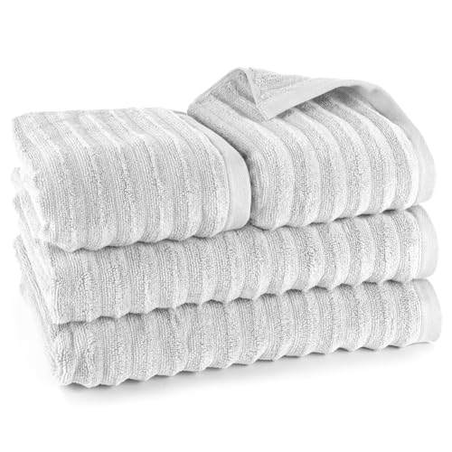 Pure Label 4-TLG. Handtücher Set mit Aufhängeschlaufen aus 100% Baumwolle, saugstark, weich und Oeko-TEX Zertifiziert - 2X Badetuch (70x140cm) 2X Handtuch (50x100cm), Hellgrau von Pure Label