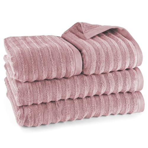Pure Label 4-TLG. Handtücher Set mit Aufhängeschlaufen aus 100% Baumwolle, saugstark, weich und Oeko-TEX Zertifiziert - 2X Badetuch (70x140cm) 2X Handtuch (50x100cm), Mauve von Pure Label