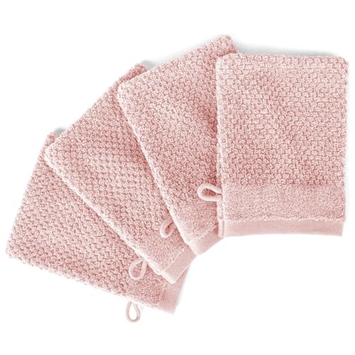 Pure Label 4-TLG. Waschhandschuh Waschlappen Set mit Anhängeschlaufe aus 100% Baumwolle, saugstark, weich und Oeko-TEX Zertifiziert - 4 Waschlappen aus Baumwolle 16x21cm, Rosa Pure Label 4-TLG. Waschhandschuh Waschlappen Set mit Anhängeschlaufe aus 100% Baumwolle, saugstark, weich und Oeko-TEX Zertifiziert - 4 Waschlappen aus Baumwolle 16x21cm, Rosa von Pure Label