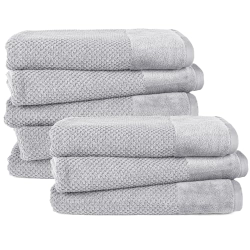 Pure Label 8-TLG. Badetücher Set mit Anhängeschlaufe aus 100% Baumwolle, saugstark, weich und Oeko-TEX Zertifiziert - 8 Badetücher aus Baumwolle 70x140 cm, Grau - Hellgrau Pure Label 8-TLG. Badetücher Set mit Anhängeschlaufe aus 100% Baumwolle, saugstark, weich und Oeko-TEX Zertifiziert - 8 Badetücher aus Baumwolle 70x140 cm, Grau - Hellgrau von Pure Label