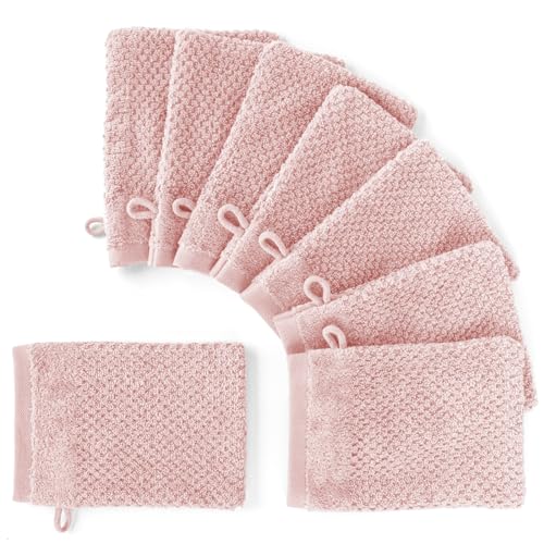 Pure Label 8-TLG. Waschhandschuh Waschlappen Set mit Anhängeschlaufe aus 100% Baumwolle, saugstark, weich und Oeko-TEX Zertifiziert - 8 Waschlappen aus Baumwolle 16x21cm, Rosa Pure Label 8-TLG. Waschhandschuh Waschlappen Set mit Anhängeschlaufe aus 100% Baumwolle, saugstark, weich und Oeko-TEX Zertifiziert - 8 Waschlappen aus Baumwolle 16x21cm, Rosa von Pure Label
