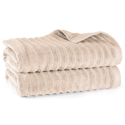 Pure Label Badetuch - 2er-Pack 70x140cm aus 100% Baumwolle - saugstark, schnelltrockend & weich - Duschtücher mit Anhängeschlaufe - Oeko-TEX Zertifiziert - Beige Pure Label Badetuch - 2er-Pack 70x140cm aus 100% Baumwolle - saugstark, schnelltrockend & weich - Duschtücher mit Anhängeschlaufe - Oeko-TEX Zertifiziert - Beige von Pure Label