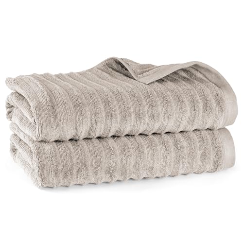 Pure Label Badetuch - 2er-Pack 70x140cm aus 100% Baumwolle - saugstark, schnelltrockend & weich - Duschtücher mit Anhängeschlaufe - Oeko-TEX Zertifiziert - Taupe Pure Label Badetuch - 2er-Pack 70x140cm aus 100% Baumwolle - saugstark, schnelltrockend & weich - Duschtücher mit Anhängeschlaufe - Oeko-TEX Zertifiziert - Taupe von Pure Label