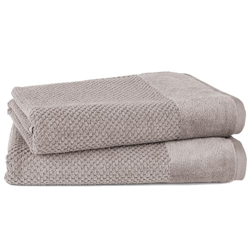 Pure Label Badetuch - 2er-Pack 70x140cm aus 100% Baumwolle - saugstark, schnelltrockend & weich - Duschtücher mit Anhängeschlaufe - Oeko-TEX Zertifiziert - Taupe Pure Label Badetuch - 2er-Pack 70x140cm aus 100% Baumwolle - saugstark, schnelltrockend & weich - Duschtücher mit Anhängeschlaufe - Oeko-TEX Zertifiziert - Taupe von Pure Label