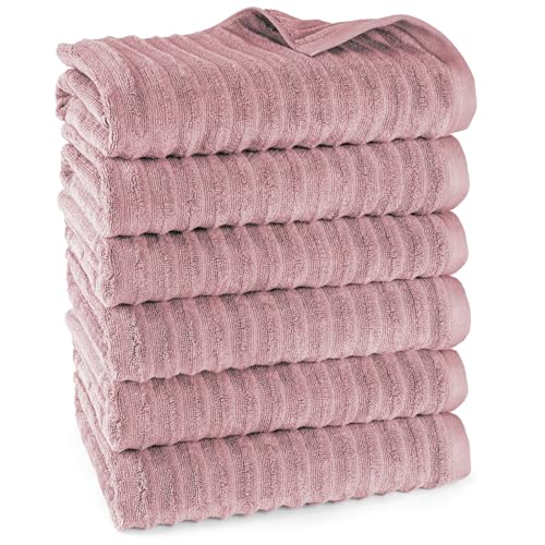 Pure Label Badetuch - 6er-Pack 70x140cm aus 100% Baumwolle - saugstark, schnelltrockend & weich - Duschtücher mit Anhängeschlaufe - Oeko-TEX Zertifiziert - Mauve von Pure Label