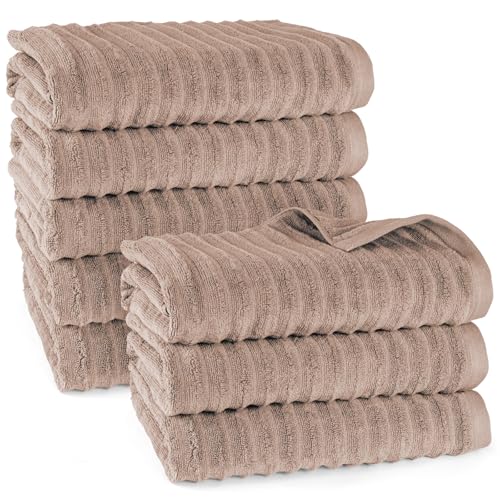 Pure Label Badetuch - 8er-Pack 70x140cm aus 100% Baumwolle - saugstark, schnelltrockend & weich - Duschtücher mit Anhängeschlaufe - Oeko-TEX Zertifiziert - Hellbraun Pure Label Badetuch - 8er-Pack 70x140cm aus 100% Baumwolle - saugstark, schnelltrockend & weich - Duschtücher mit Anhängeschlaufe - Oeko-TEX Zertifiziert - Hellbraun von Pure Label
