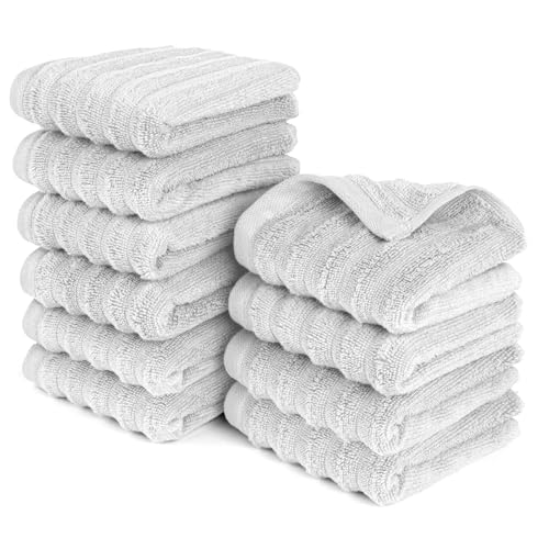 Pure Label Gasthandtuch - 10er-Pack 30x50cm aus 100% Baumwolle - saugstark, schnelltrockend & weich - Gästehandtuch mit Anhängeschlaufe - Oeko-TEX Zertifiziert - Hellgrau Pure Label Gasthandtuch - 10er-Pack 30x50cm aus 100% Baumwolle - saugstark, schnelltrockend & weich - Gästehandtuch mit Anhängeschlaufe - Oeko-TEX Zertifiziert - Hellgrau von Pure Label