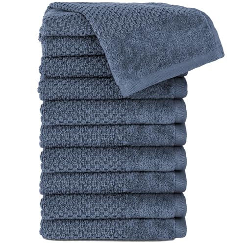 Pure Label Gasthandtuch - 10er-Pack 30x50cm aus 100% Baumwolle - saugstark, schnelltrockend & weich - Gästehandtuch mit Anhängeschlaufe - Oeko-TEX Zertifiziert - Jeansblau von Pure Label