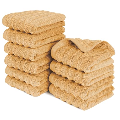 Pure Label Gasthandtuch - 10er-Pack 30x50cm aus 100% Baumwolle - saugstark, schnelltrockend & weich - Gästehandtuch mit Anhängeschlaufe - Oeko-TEX Zertifiziert - Safran von Pure Label