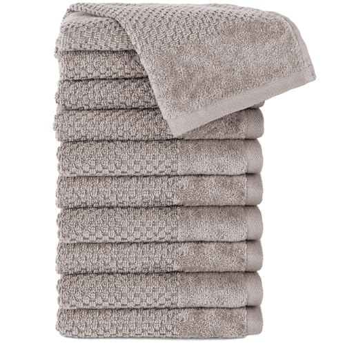 Pure Label Gasthandtuch - 10er-Pack 30x50cm aus 100% Baumwolle - saugstark, schnelltrockend & weich - Gästehandtuch mit Anhängeschlaufe - Oeko-TEX Zertifiziert - Taupe von Pure Label