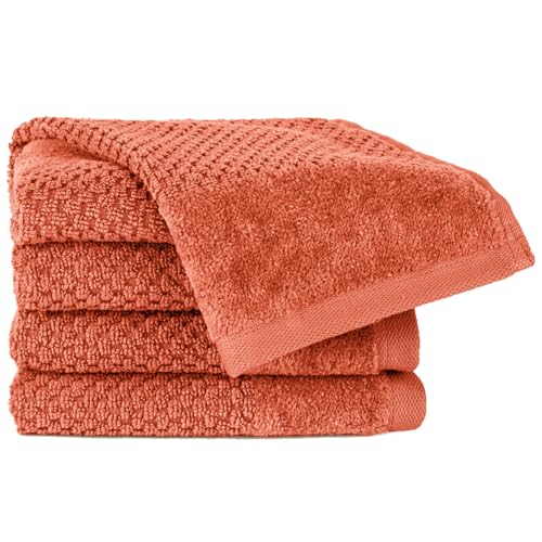 Pure Label Gasthandtuch - 4er-Pack 30x50cm aus 100% Baumwolle - saugstark, schnelltrockend & weich - Gästehandtuch mit Anhängeschlaufe - Oeko-TEX Zertifiziert - Orange Pure Label Gasthandtuch - 4er-Pack 30x50cm aus 100% Baumwolle - saugstark, schnelltrockend & weich - Gästehandtuch mit Anhängeschlaufe - Oeko-TEX Zertifiziert - Orange von Pure Label